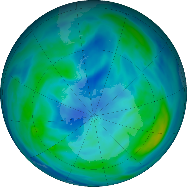 Antarctic ozone map for 20 March 2017